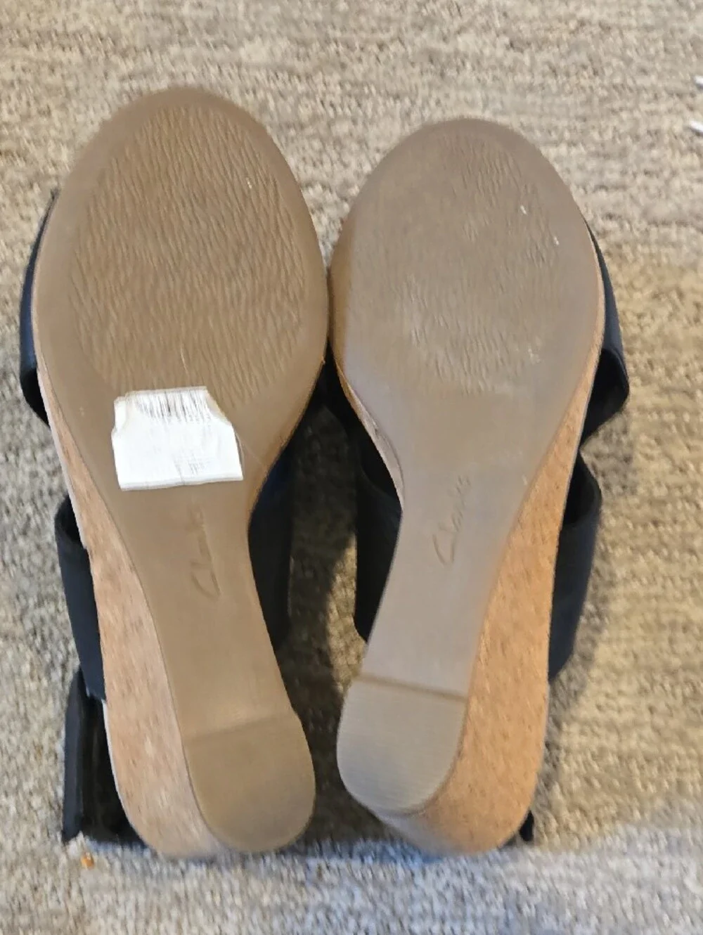 Clarks Black Perforated Leather Slingback Sandals 8.5 Wide